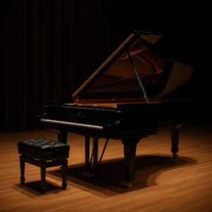 Concert grand piano on stage